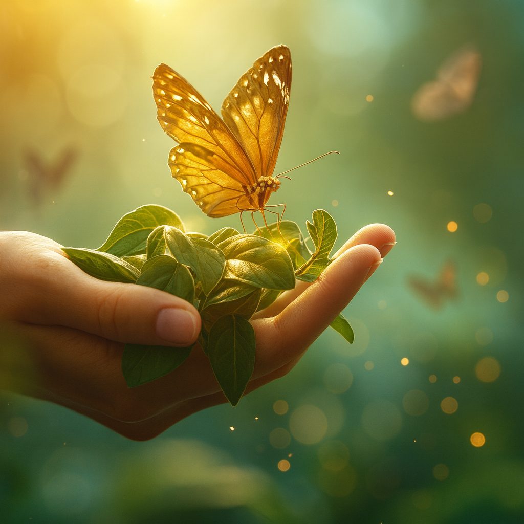 meine Werte - Der Schmetterling steht für Transformation, Wachstum und innere Entwicklung – perfekte Verbindung zu meinen Werten Autonomie, Selbstermächtigung & Beziehung.